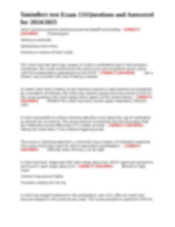 Saunders Sample Question Saunders Test Exam 131: Questions and Answers for 2024/2025 | Exams ...