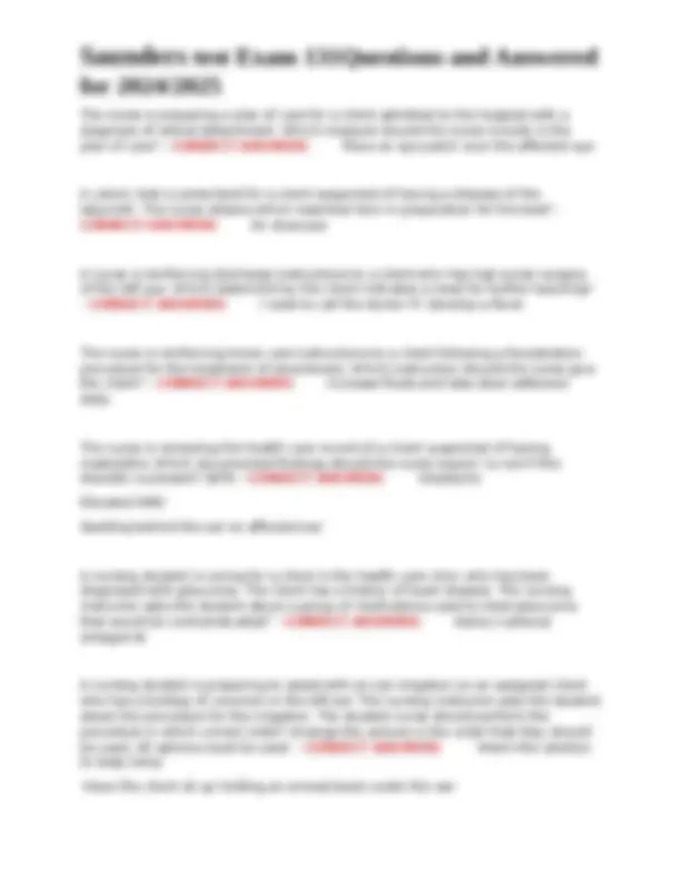 Saunders Sample Question Saunders Test Exam 131: Questions and Answers for 2024/2025 | Exams ...