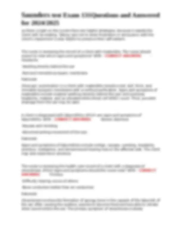 Saunders Sample Question Saunders Test Exam 131: Questions and Answers for 2024/2025 | Exams ...