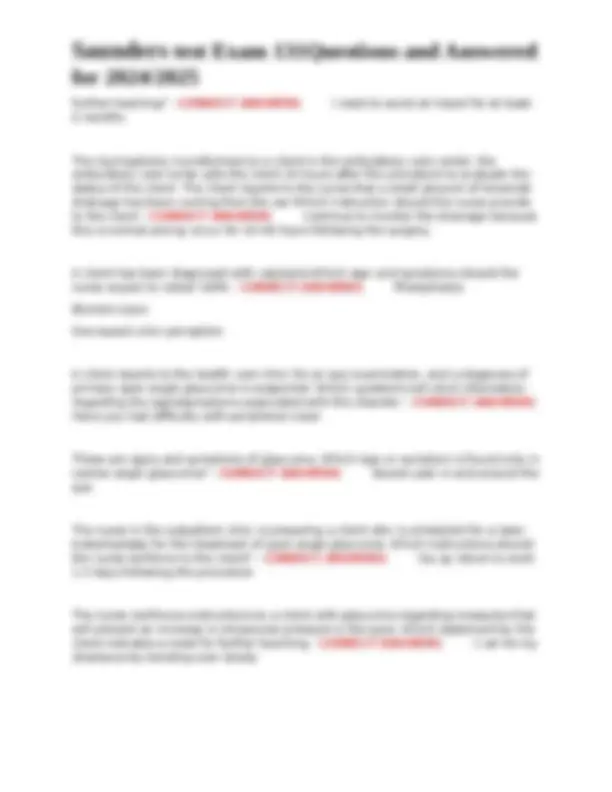 Saunders Sample Question Saunders Test Exam 131: Questions and Answers for 2024/2025 | Exams ...