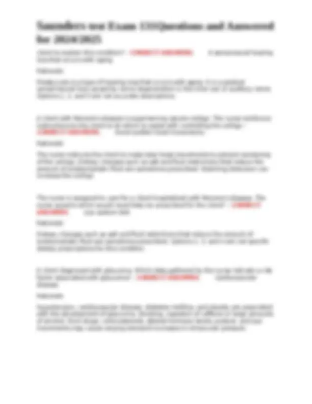 Saunders Sample Question Saunders Test Exam 131: Questions and Answers for 2024/2025 | Exams ...