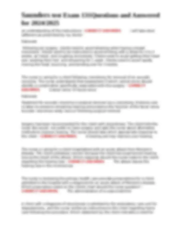 Saunders Sample Question Saunders Test Exam 131: Questions and Answers for 2024/2025 | Exams ...