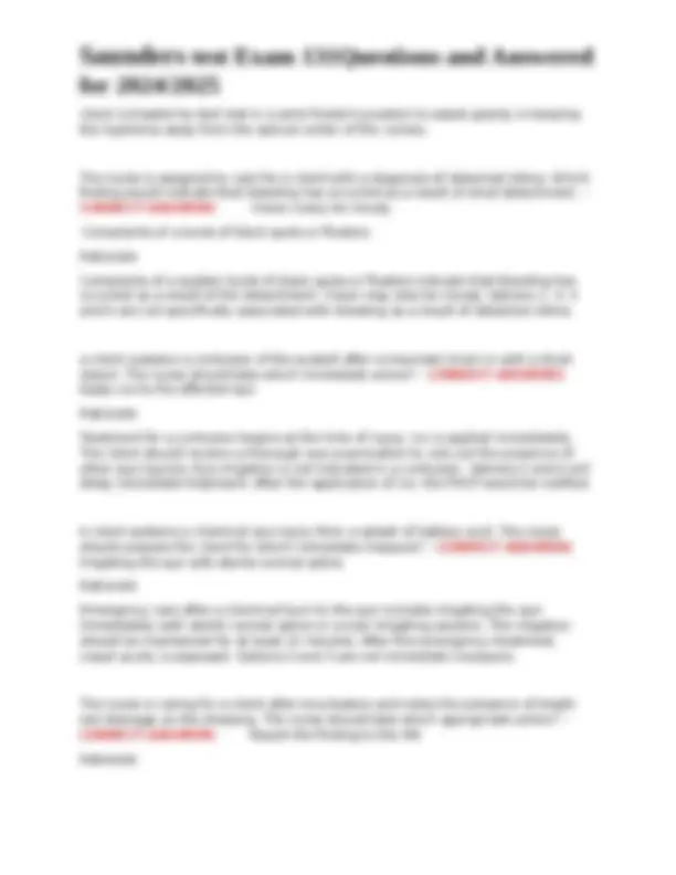 Saunders Sample Question Saunders Test Exam 131: Questions and Answers for 2024/2025 | Exams ...