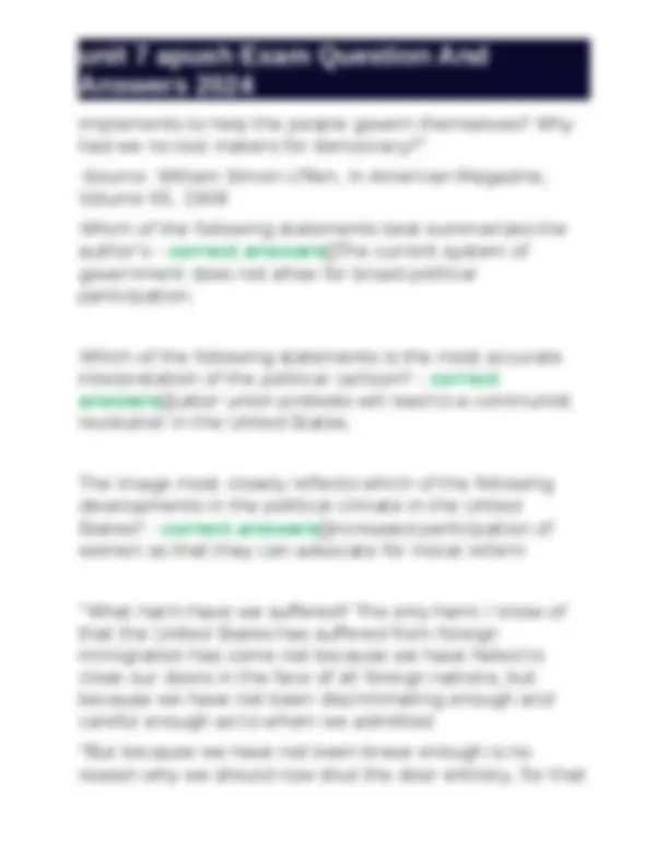 unit 7 apush Exam Question And Answers 2024 | Exams Nursing | Docsity