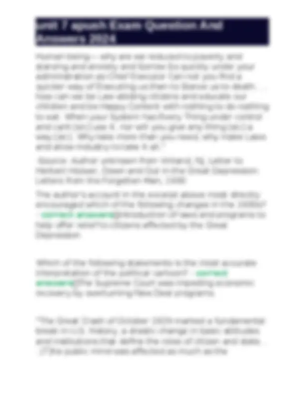 unit 7 apush Exam Question And Answers 2024 | Exams Nursing | Docsity