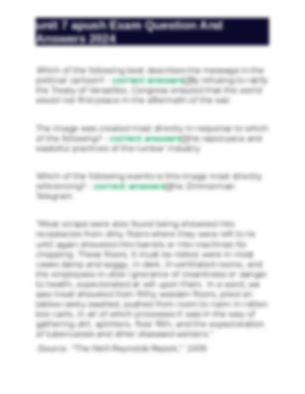 unit 7 apush Exam Question And Answers 2024 | Exams Nursing | Docsity