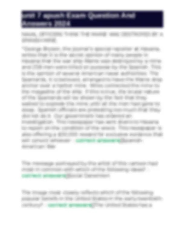 unit 7 apush Exam Question And Answers 2024 | Exams Nursing | Docsity