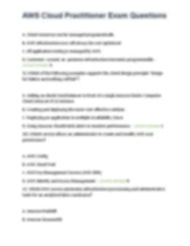 Aws Pr Faq Example AWS Cloud Practitioner Exam 195 Questions and correct answers | Exams ...