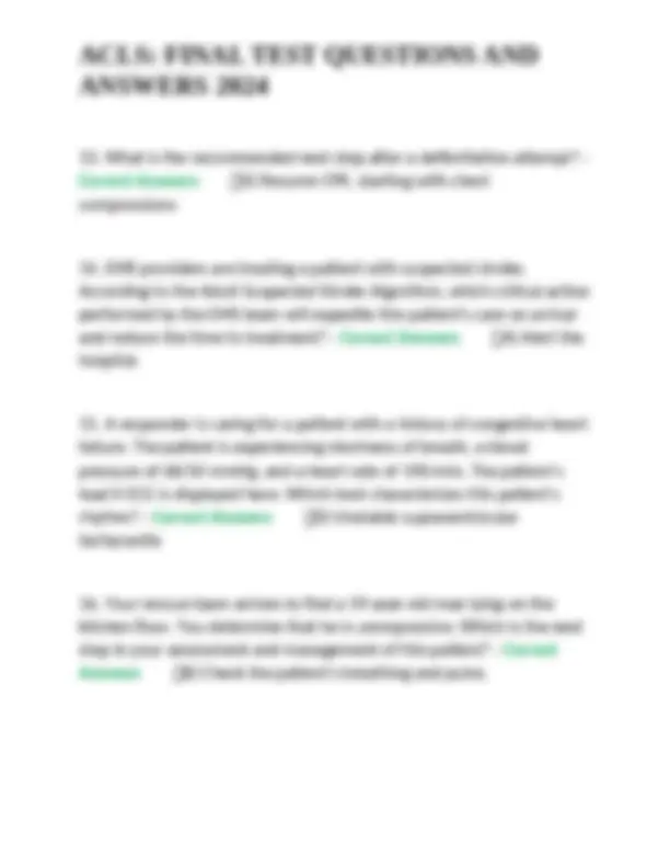 ACLS: FINAL TEST QUESTIONS AND ANSWERS 2024 | Exams Nursing | Docsity