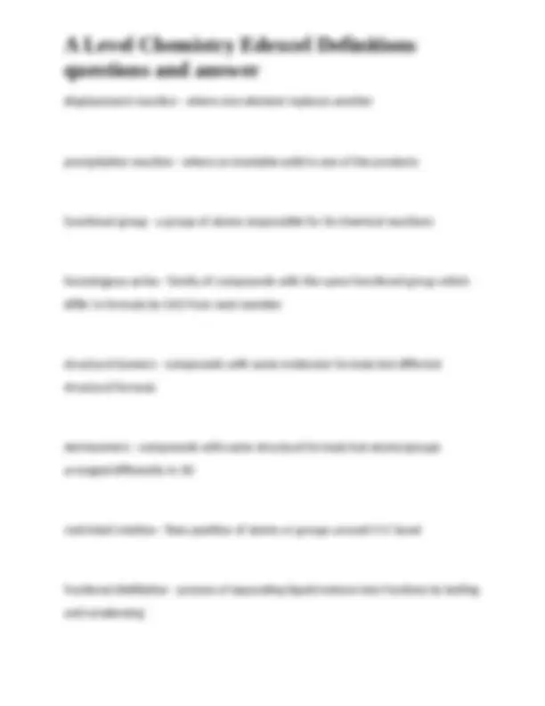 A Level Chemistry Edexcel Definitions questions and answer | Exams ...
