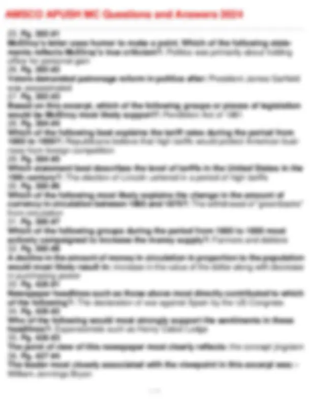 AMSCO APUSH MC Questions and Answers 2024 | Exams Nursing | Docsity