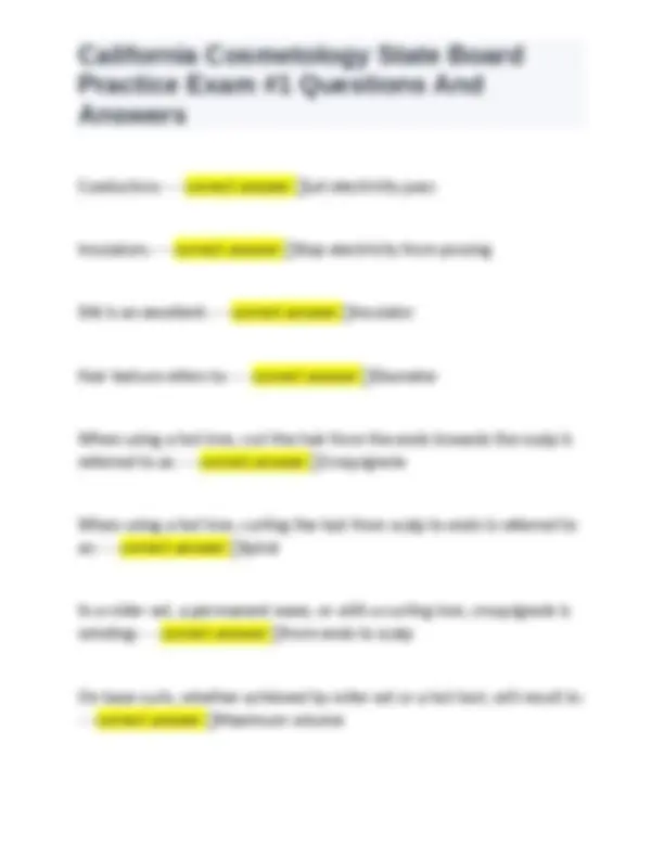 California Cosmetology State Board Practice Exam #1 Questions And ...