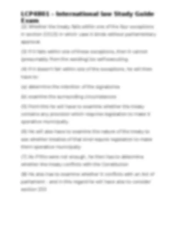 LCP4801 - International law Study Guide Exam | Exams Nursing | Docsity