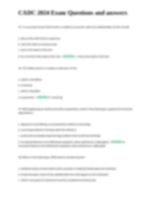 CADC 2024 Exam Questions and Answers | Exams Nursing | Docsity