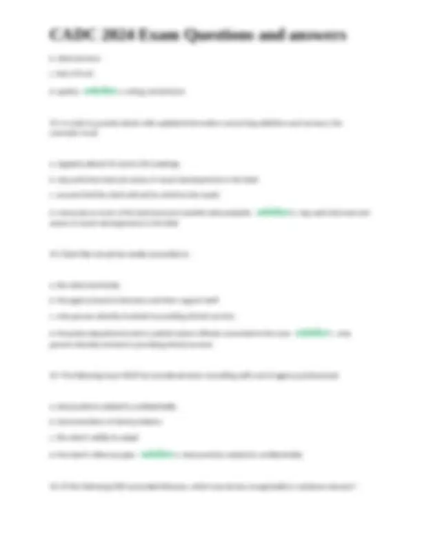 CADC 2024 Exam Questions and Answers | Exams Nursing | Docsity