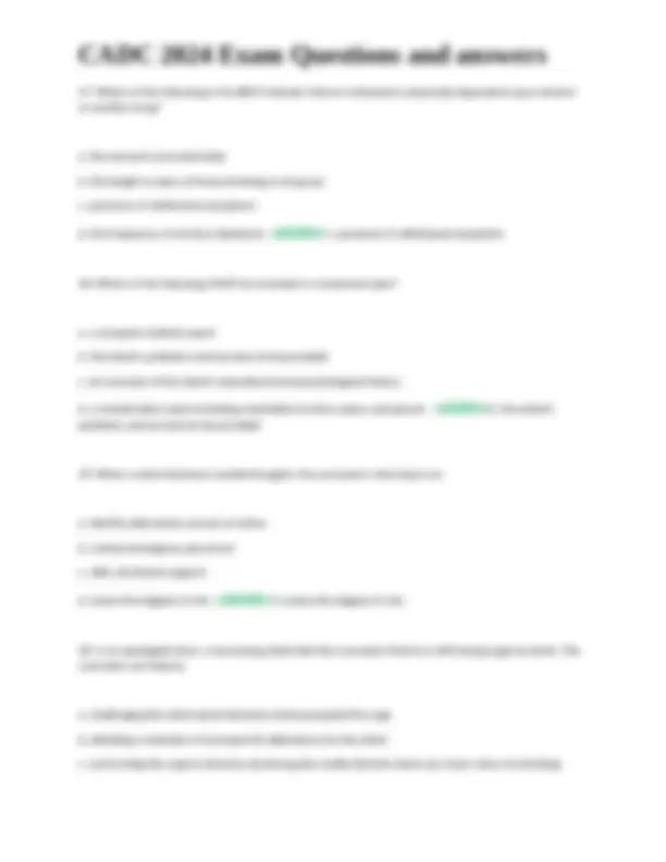 CADC 2024 Exam Questions and Answers | Exams Nursing | Docsity