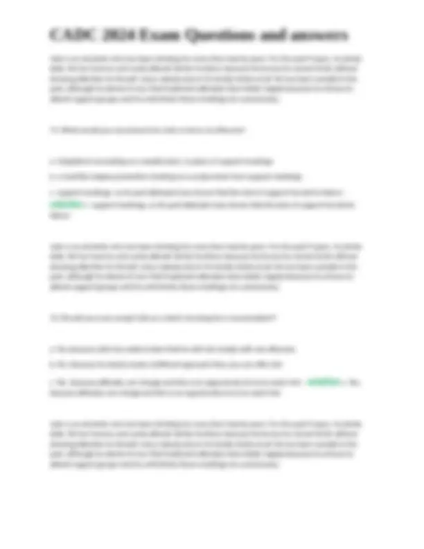 CADC 2024 Exam Questions and Answers | Exams Nursing | Docsity
