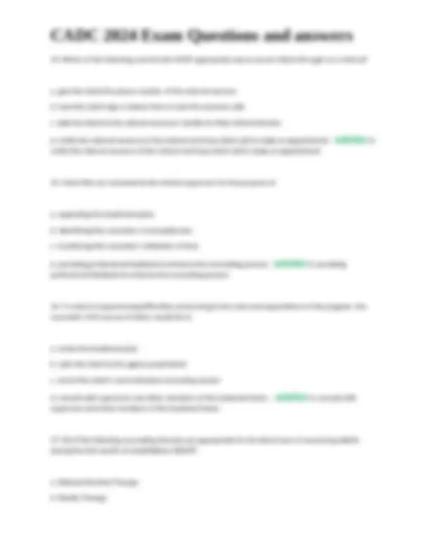 CADC 2024 Exam Questions and Answers | Exams Nursing | Docsity