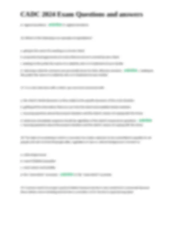 CADC 2024 Exam Questions and Answers | Exams Nursing | Docsity