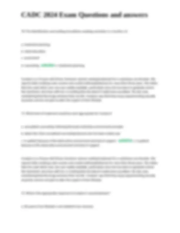 CADC 2024 Exam Questions and Answers | Exams Nursing | Docsity