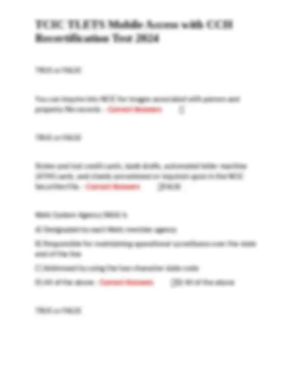 TCIC TLETS Mobile Access with CCH Recertification Test 2024 | Exams ...