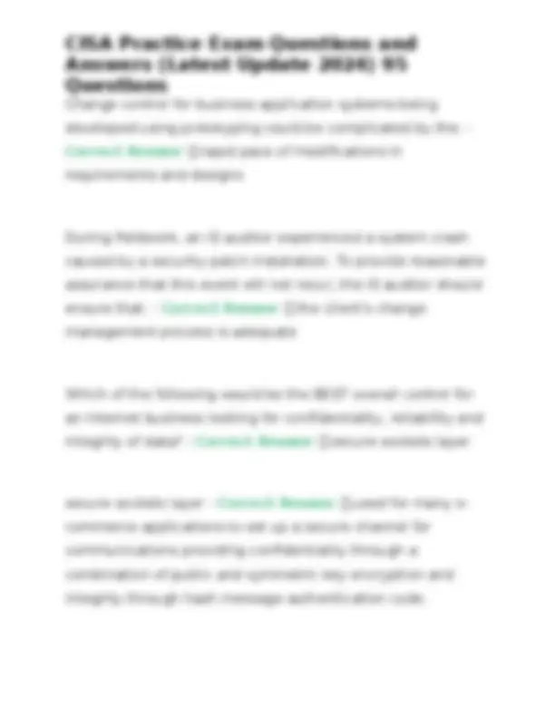 CISA Practice Exam Questions and Answers (Latest Update 2024