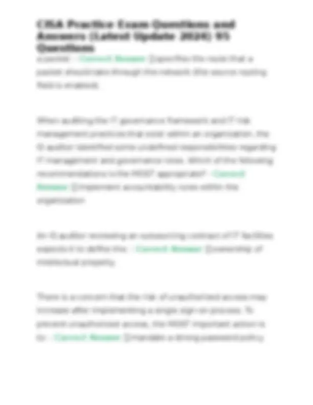 CISA Practice Exam Questions and Answers (Latest Update 2024