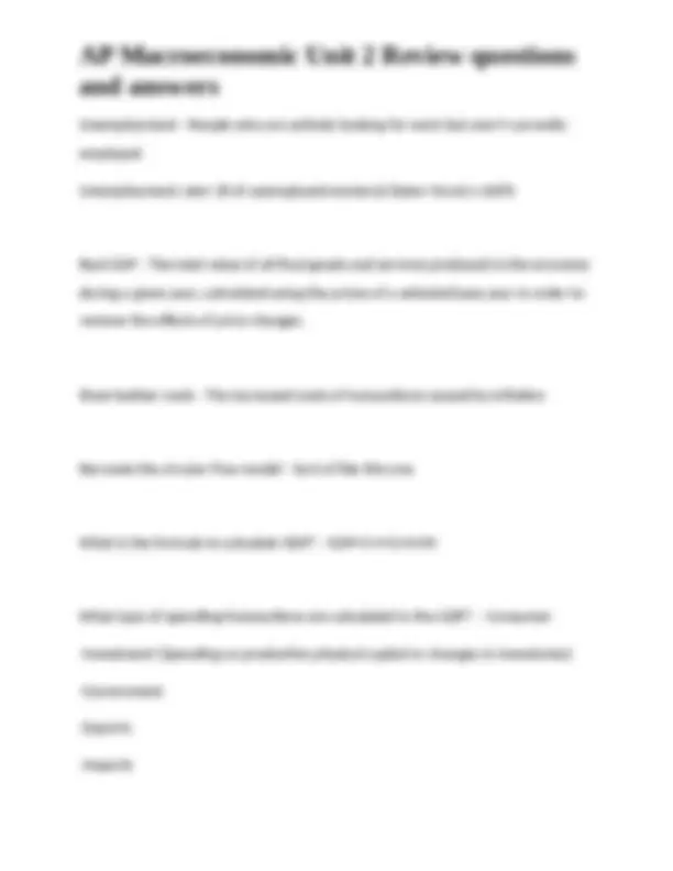 AP Macroeconomic Unit 2 Review Questions and Answers | Exams Nursing ...