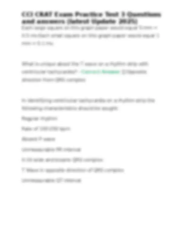 CCI CRAT Exam Practice Test 3 Questions and Answers | Exams Nursing ...