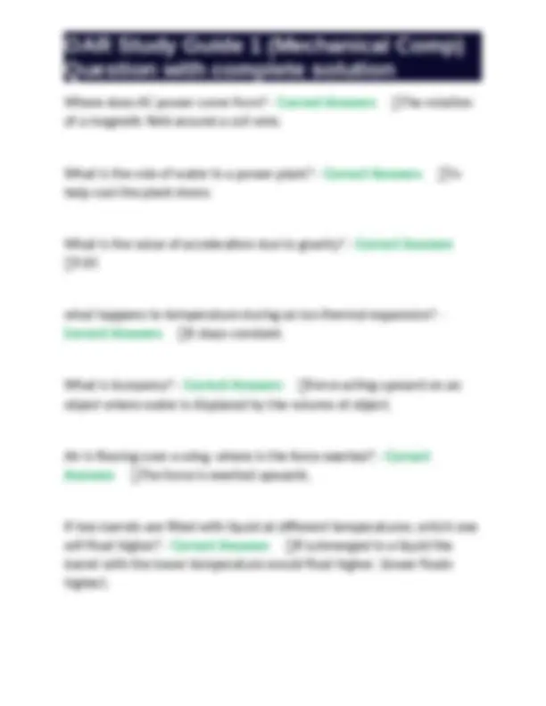 Oars Question Guide OAR Study Guide 1 (Mechanical Comp) | Exams Nursing | Docsity