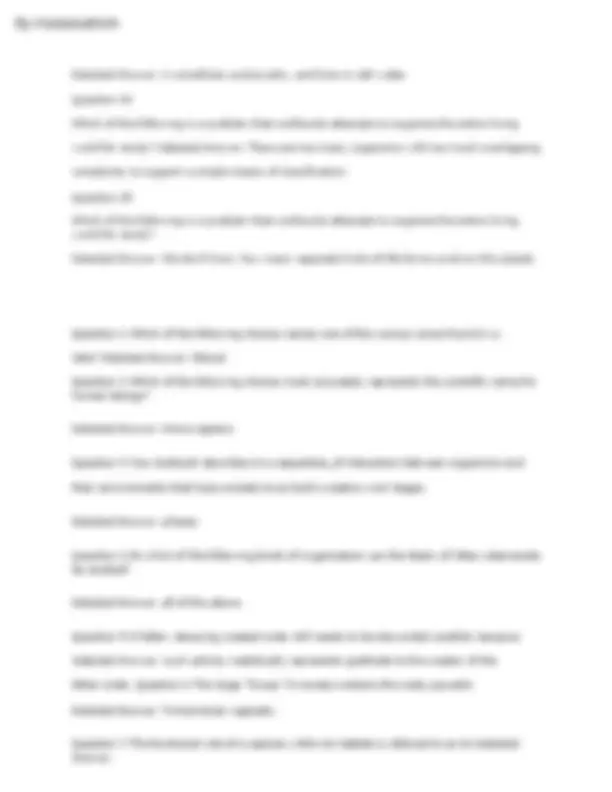 BIOLOGY 101 QUESTIONS WITH CORRECT ANSWERS 2024 | Exams Biology | Docsity