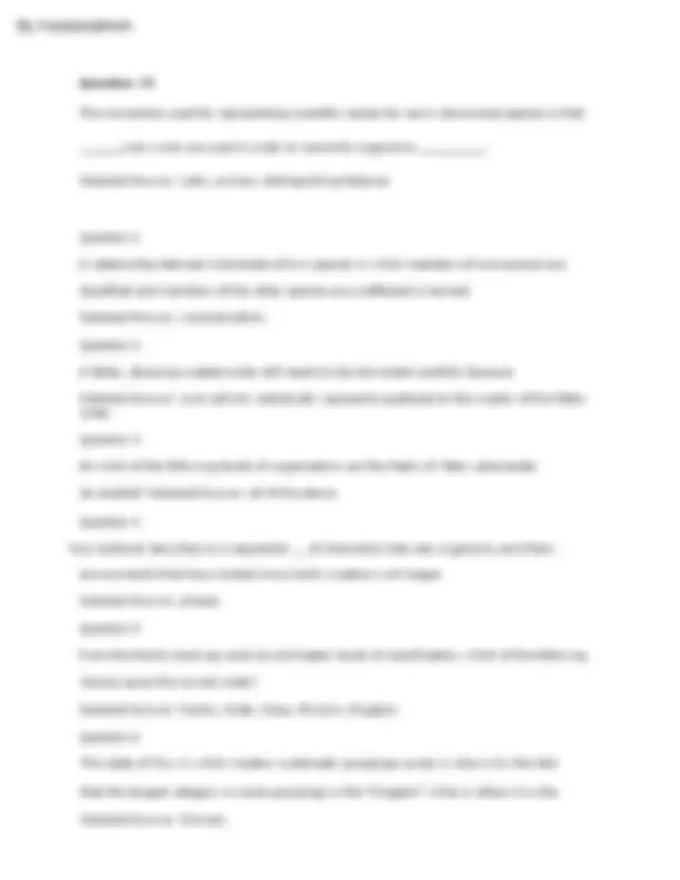 BIOLOGY 101 QUESTIONS WITH CORRECT ANSWERS 2024 | Exams Biology | Docsity
