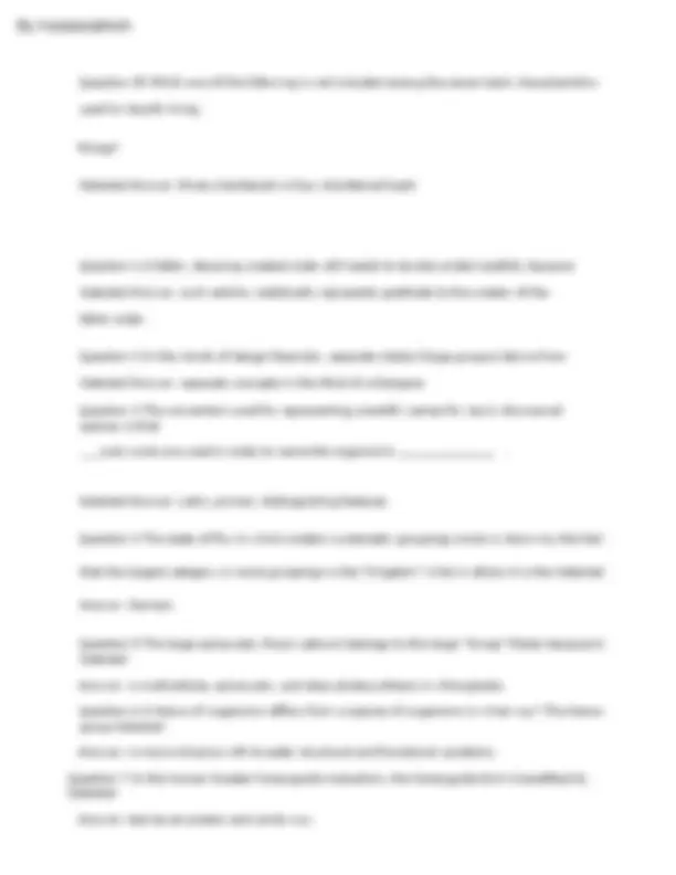 BIOLOGY 101 QUESTIONS WITH CORRECT ANSWERS 2024 | Exams Biology | Docsity