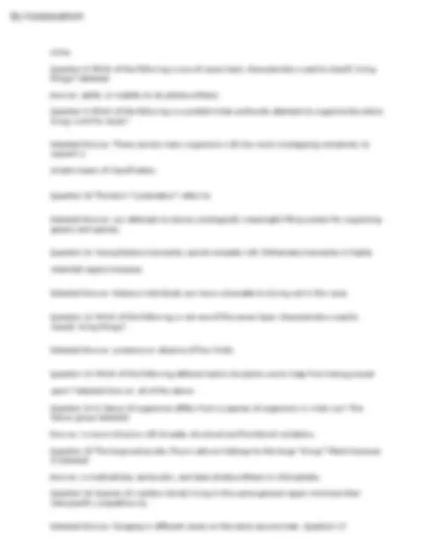 BIOLOGY 101 QUESTIONS WITH CORRECT ANSWERS 2024 | Exams Biology | Docsity