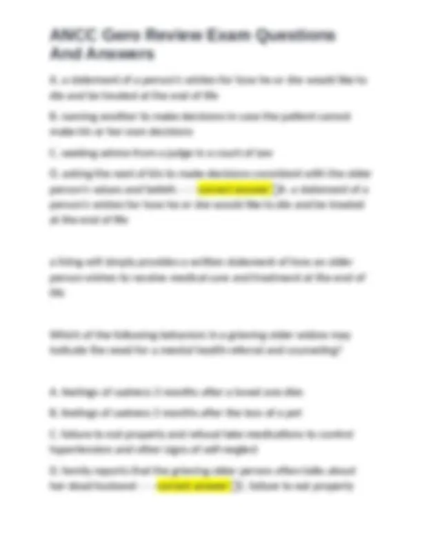 Nursing Care for Older Adults: Exam Questions and Answers | Exams ...