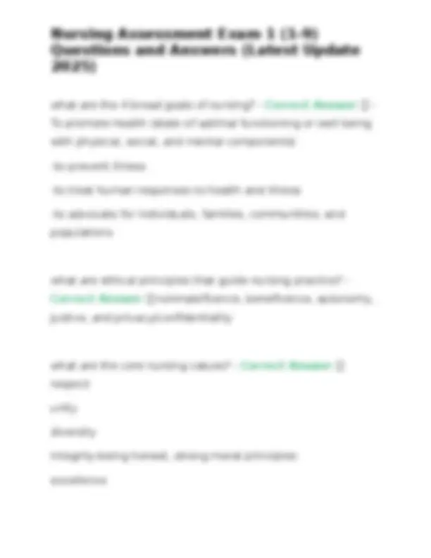 Nursing Assessment Exam 1 (1-9) Questions and Answers | Exams Nursing ...