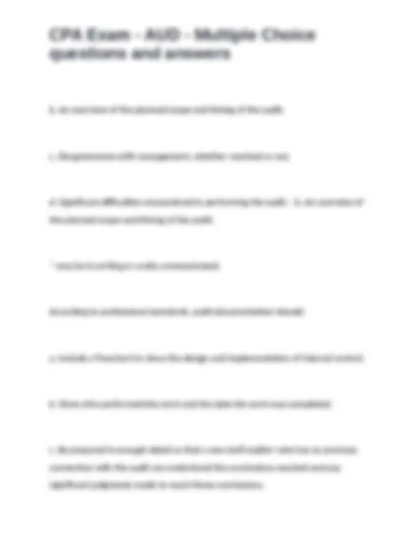 CPA Exam - AUD - Multiple Choice Questions and Answers | Exercises ...