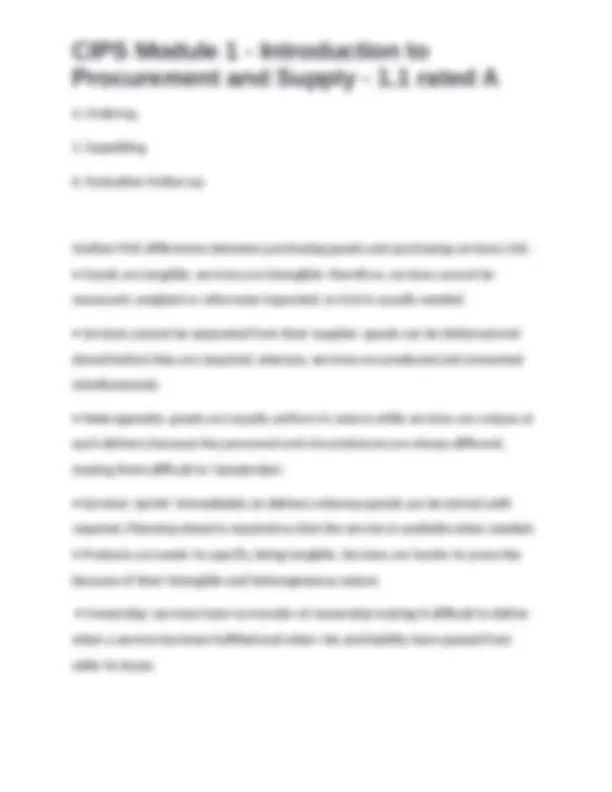 CIPS Module 1 - Introduction to Procurement and Supply - 1.1 rated A ...