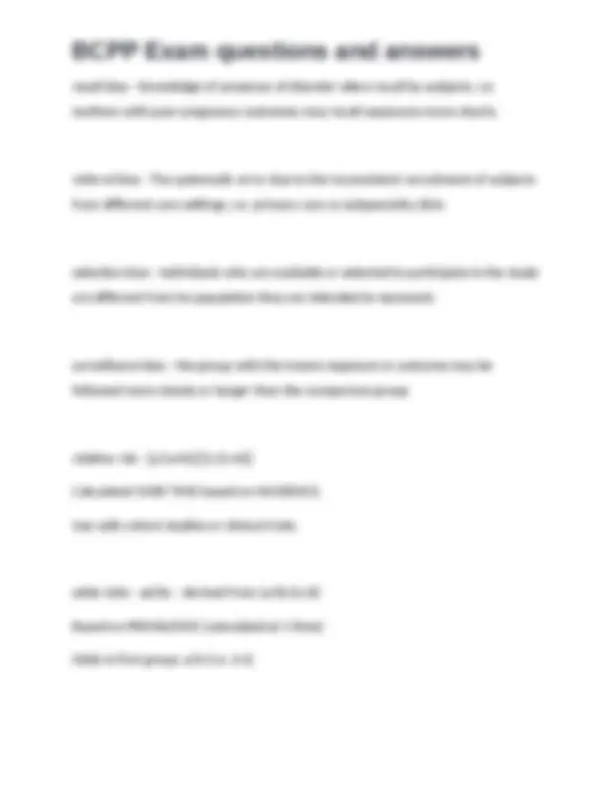 Bcpp Study Plan BCPP Exam Questions and Answers | Exams Nursing | Docsity