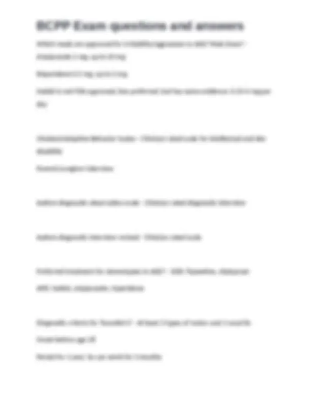 Bcpp Study Plan BCPP Exam Questions and Answers | Exams Nursing | Docsity
