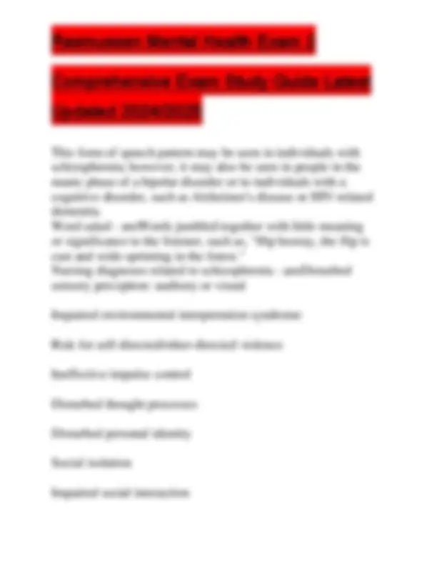 Rasmussen Mental Health Exam 2 Comprehensive Exam Study Guide Latest ...