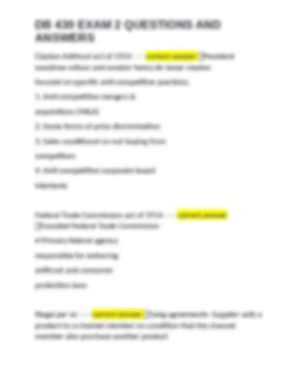 DB 430 EXAM 2 QUESTIONS AND ANSWERS | Exams Data Compression | Docsity
