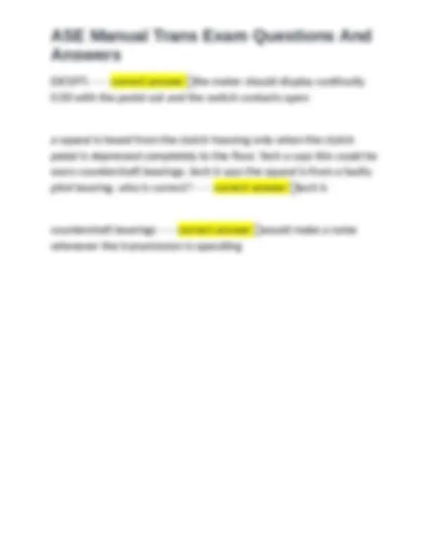 ASE Manual Transmission Exam Questions and Answers | Exams Mechanics ...