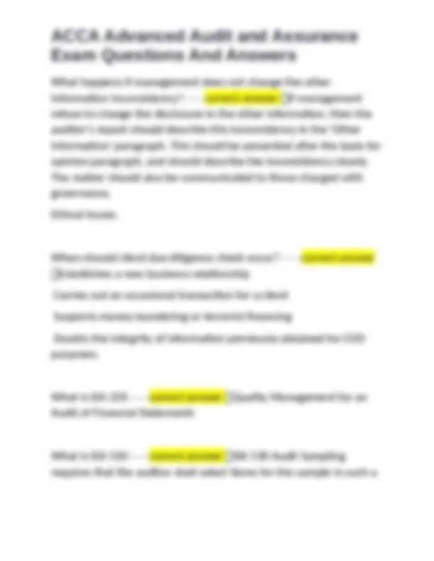 ACCA Advanced Audit and Assurance Exam Questions and Answers | Exams ...