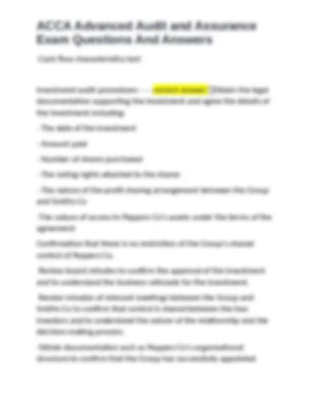 ACCA Advanced Audit and Assurance Exam Questions and Answers | Exams ...