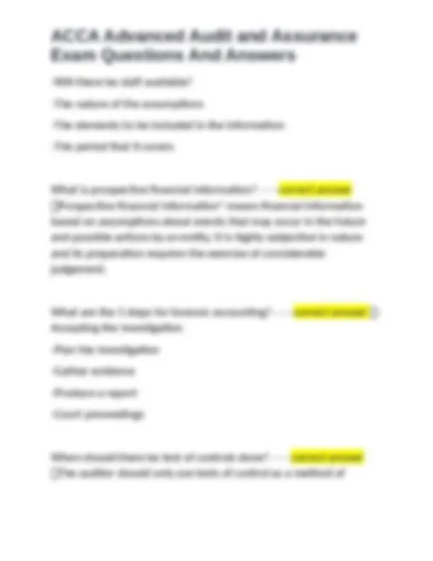 ACCA Advanced Audit and Assurance Exam Questions and Answers | Exams ...