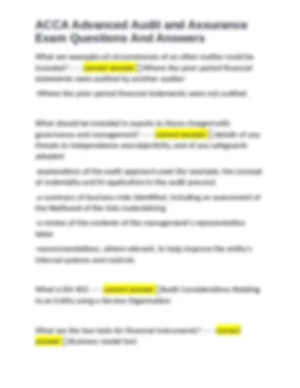 ACCA Advanced Audit and Assurance Exam Questions and Answers | Exams ...
