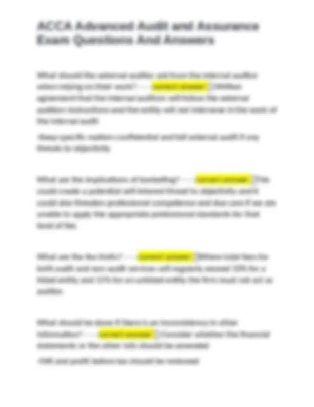 ACCA Advanced Audit and Assurance Exam Questions and Answers | Exams ...