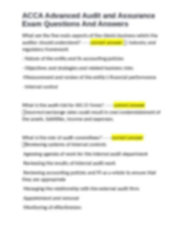 ACCA Advanced Audit and Assurance Exam Questions and Answers | Exams ...