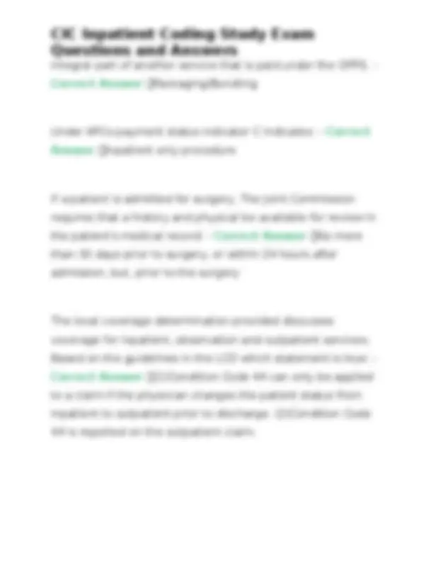 CIC Inpatient Coding Study Exam: Questions and Answers | Exams Nursing ...